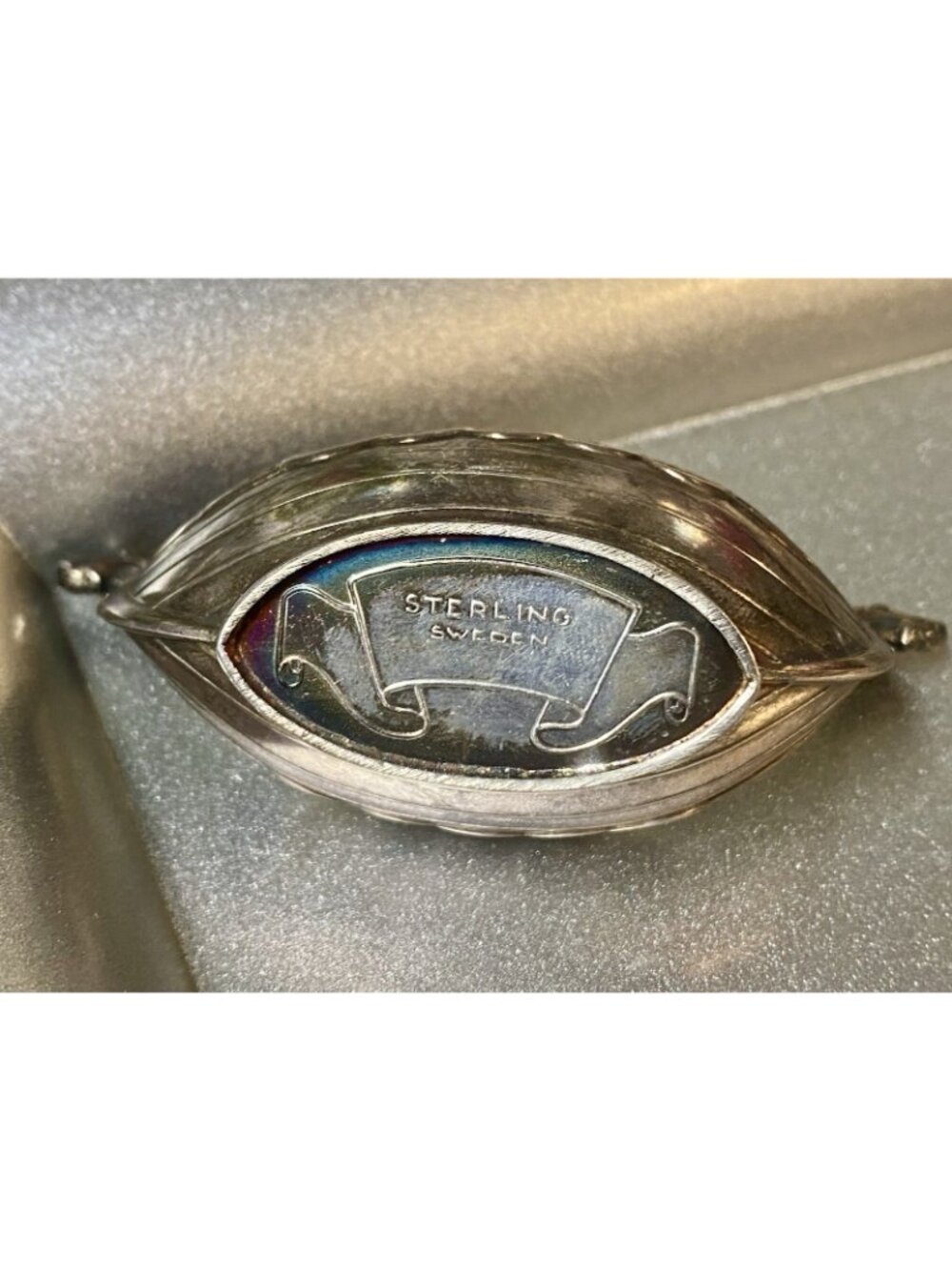 Vtg Viking Ship Sterling 925 Cobalt Blue Salt Cellar Sweden (R-2) - Picture 2 of 2
